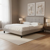Eliza Queen Bed Light Grey Fabric