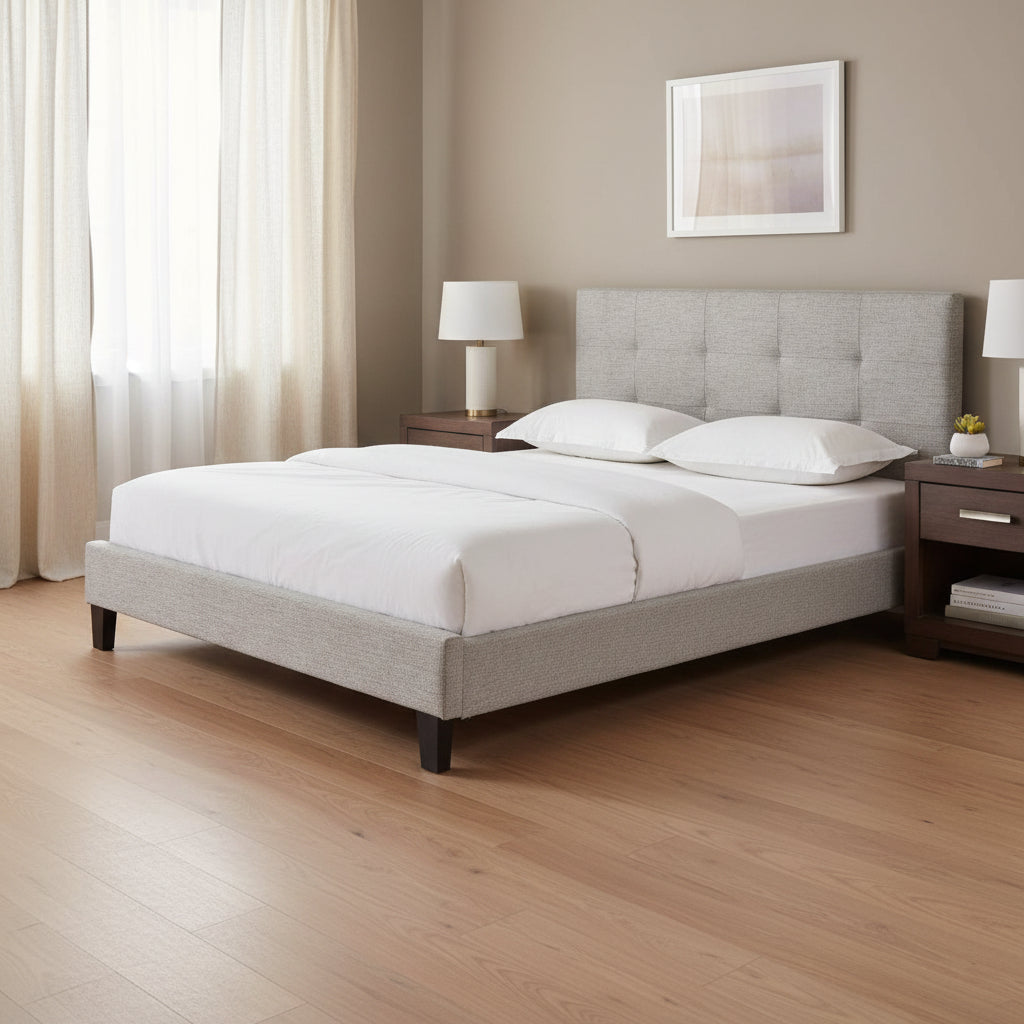 Eliza King Bed Light Grey Fabric