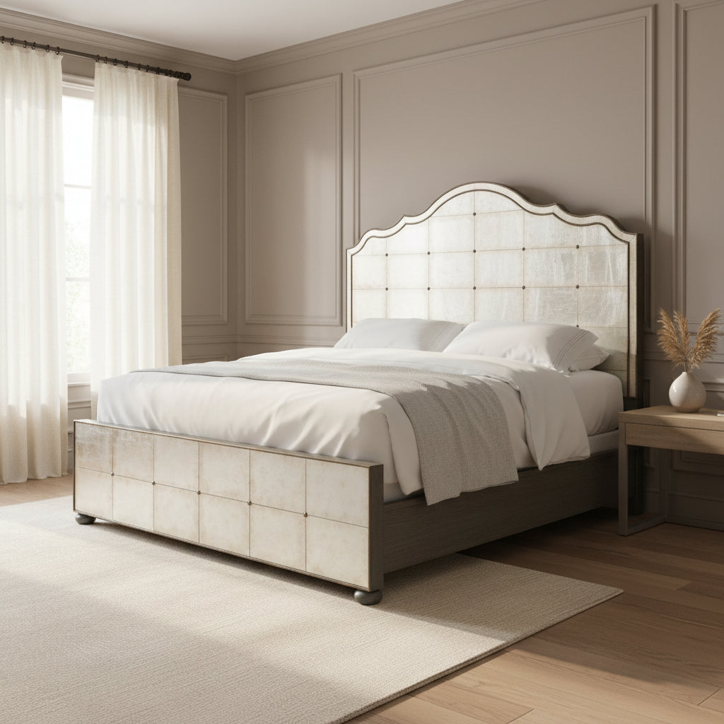 King Mirrored Panel Bed