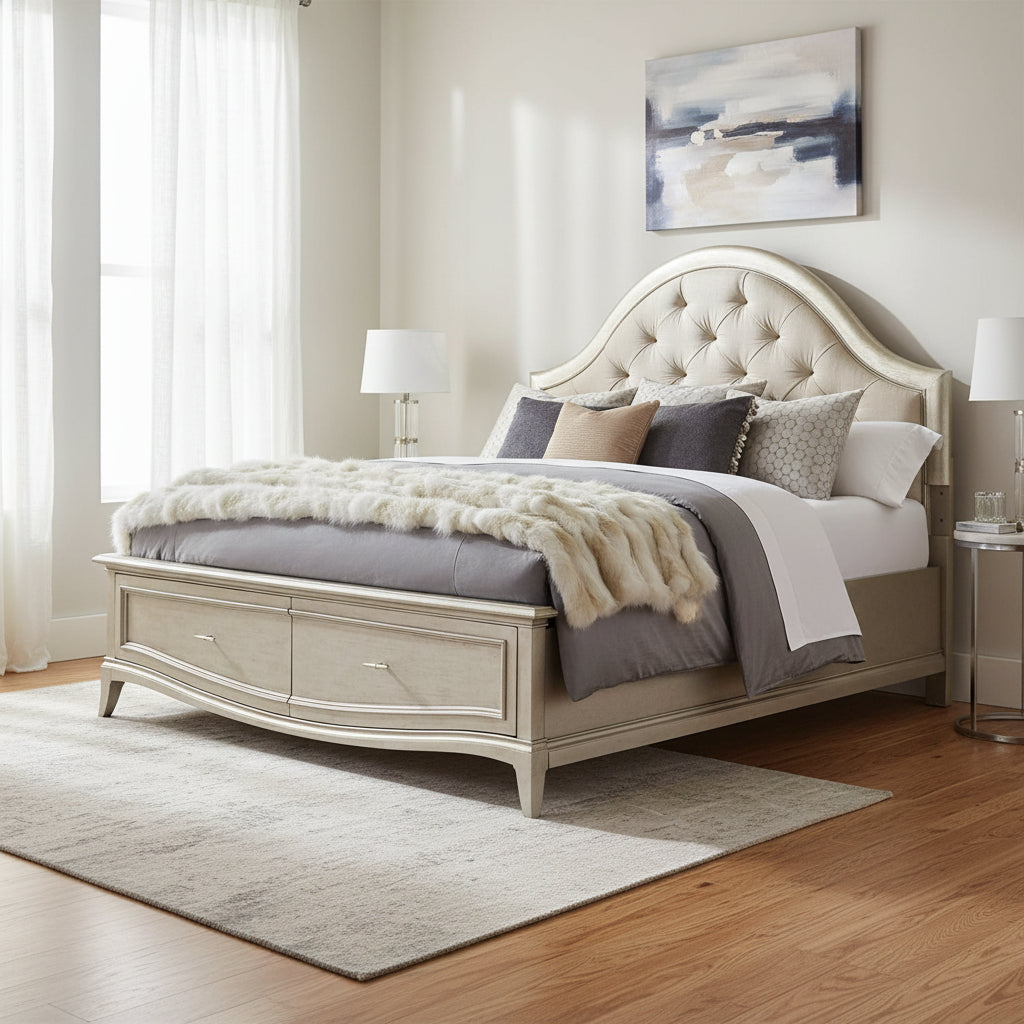 Starlite Queen Upholstered Panel Bed With Storage